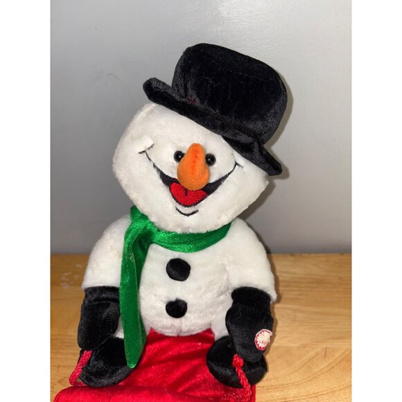 DanDee Animated Singing Snowman Plush Toy With Red Sled READ DESCRIPTION - Picture 2 of 7